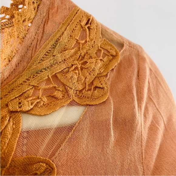 NEW Free People FP One Paige raw frayed hem mini dress Sable Sand Peach lace S - Picture 11 of 16